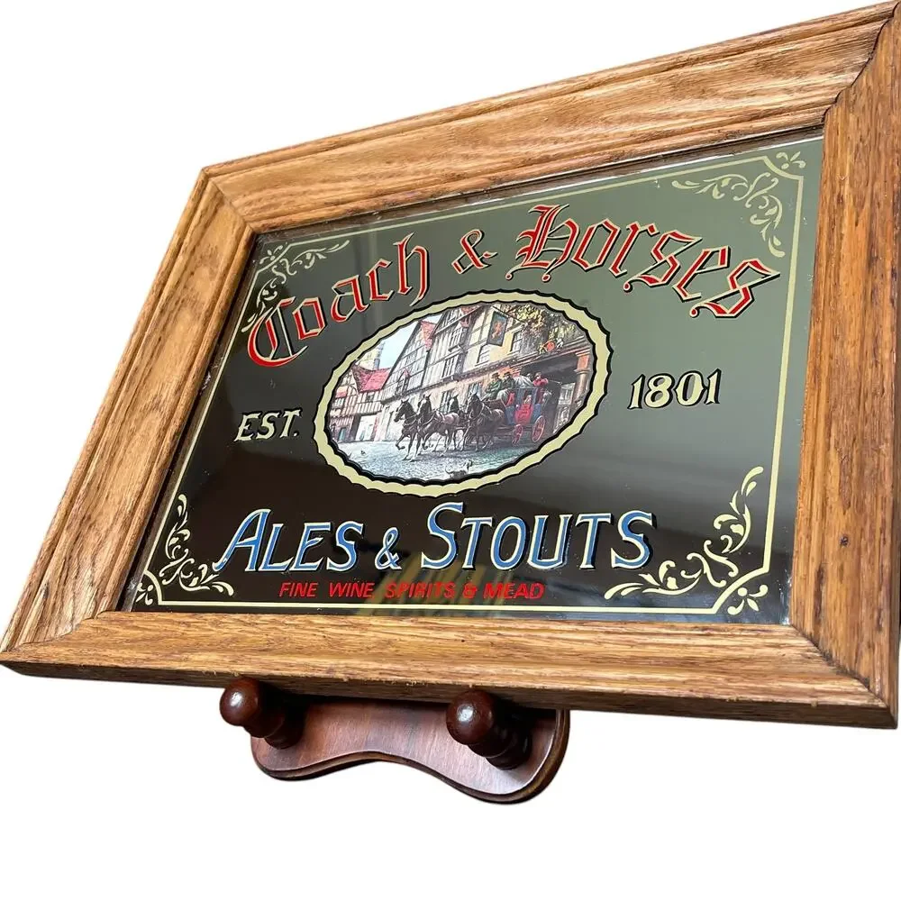 Vintage Coach & Horses Pub Mirror Ales & Stouts English Tavern Bar Decor
